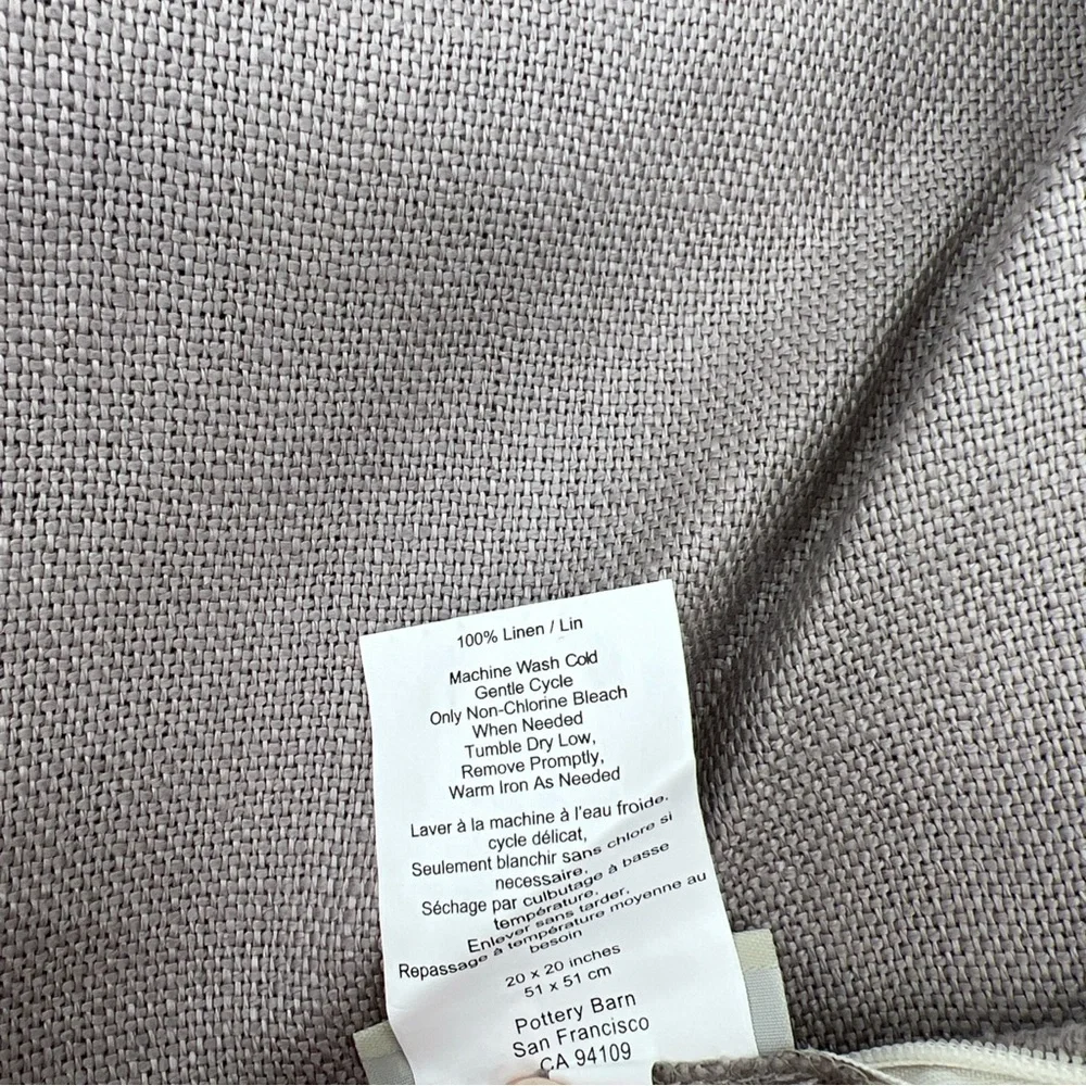 Pottery Barn Taupe And Cream Awning Stripe Linen 20x20 Pillow Cover NWOT